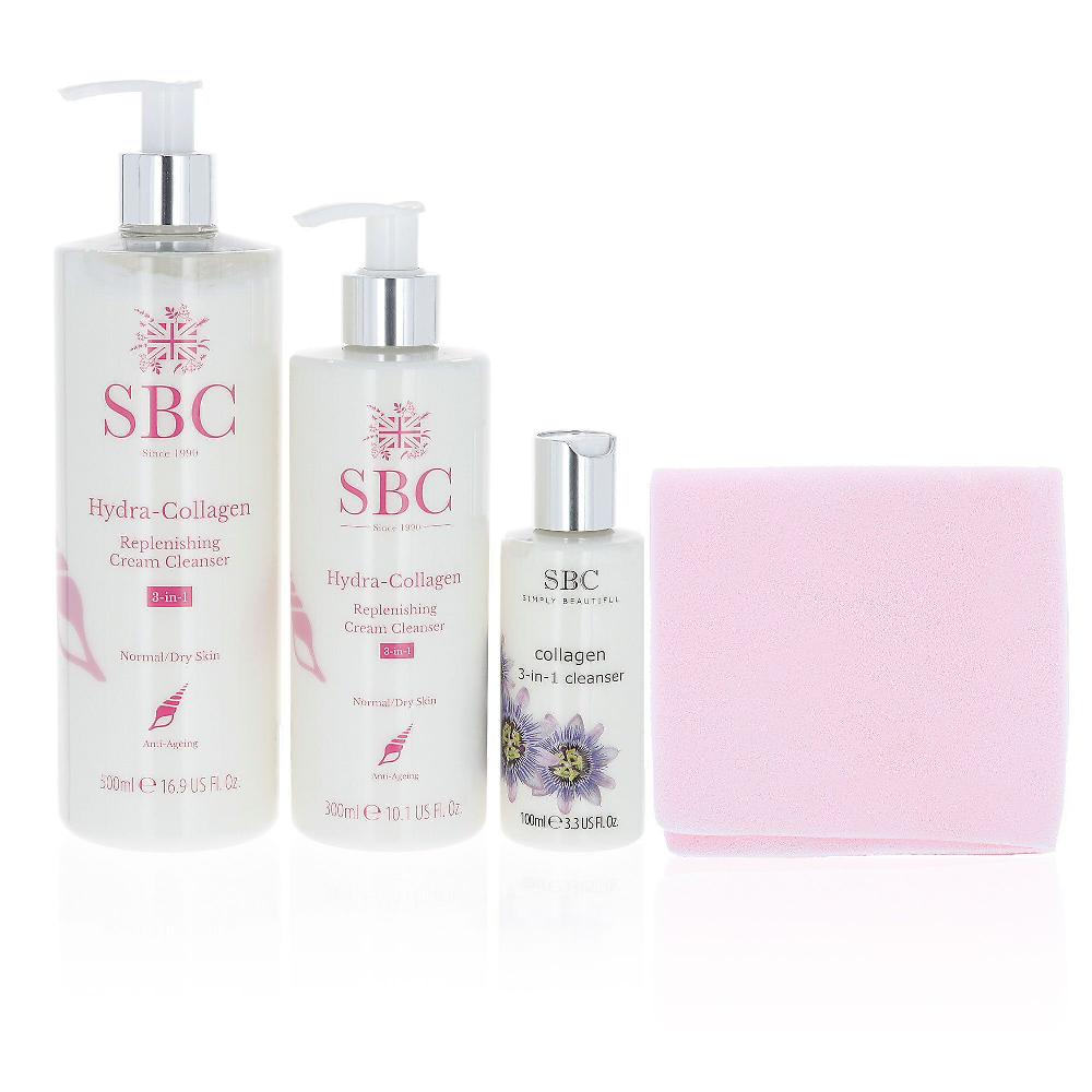 QVC SBC Hydra Collagen 3in1 kit 3 detergenti viso + shammy Outlet