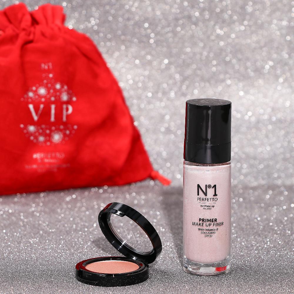 QVC N°1 Perfetto Kit make-up: primer Fixer SPF30 ombretto 24K e sacca Smaltimento dello stoccaggio