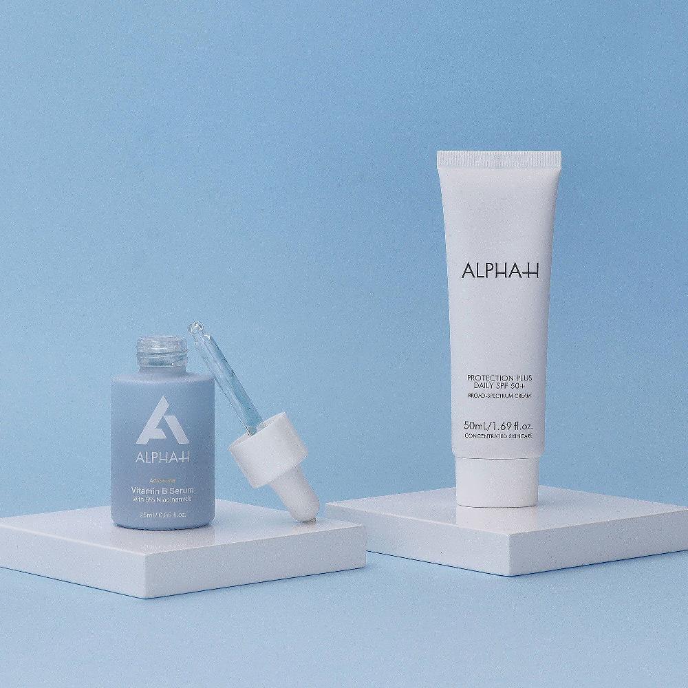 QVC Alpha - H Protezione solare con SPF50+ e siero viso Vitamina B Latest fashion