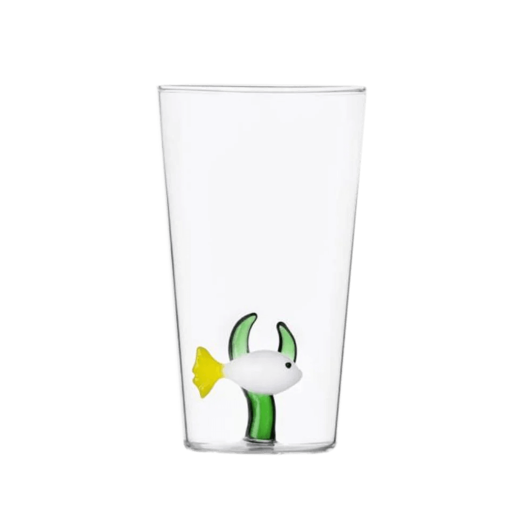 Sbam Design Bicchiere di vetro Long drink con pesciolino – Marine Garden In Vendita