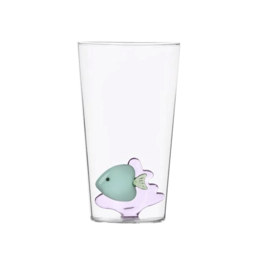 Sbam Design Bicchiere di vetro Long drink con pesciolino – Marine Garden In Vendita