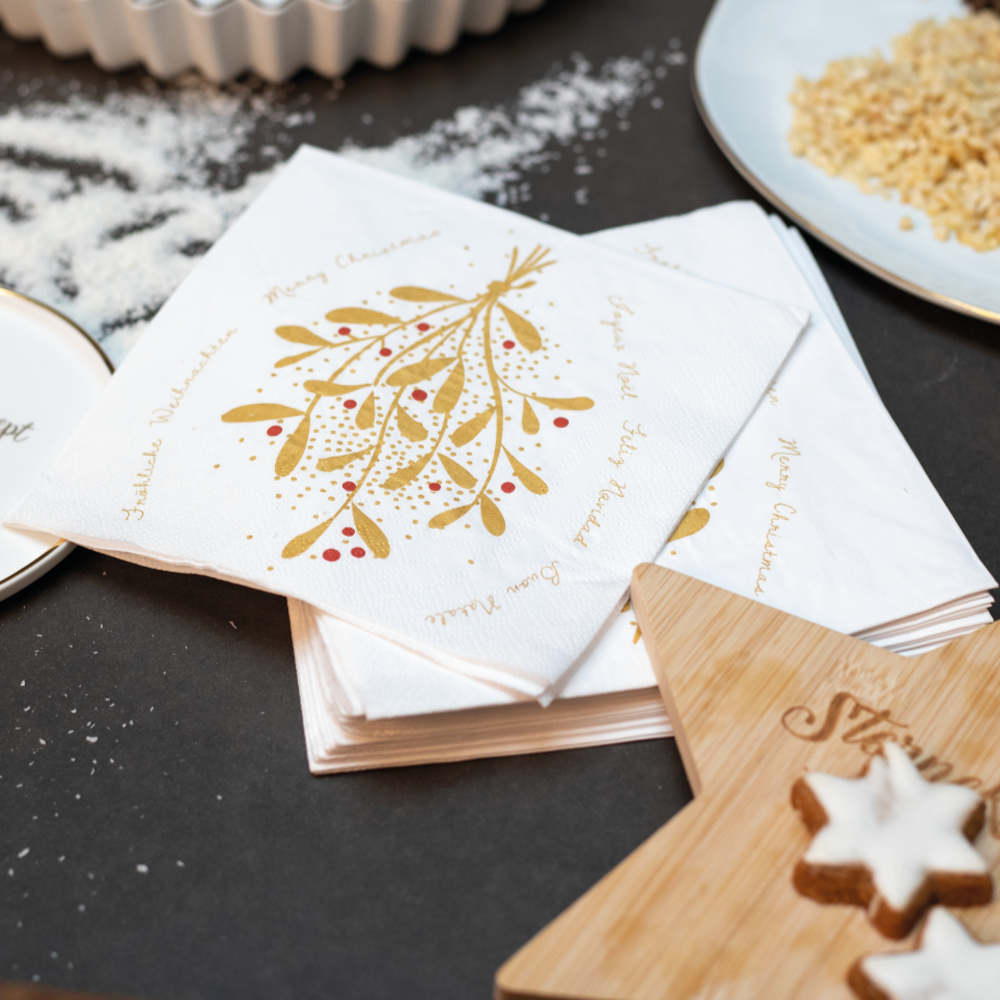 Sbam Design Set di 20 tovaglioli di carta – Vischio oro Online