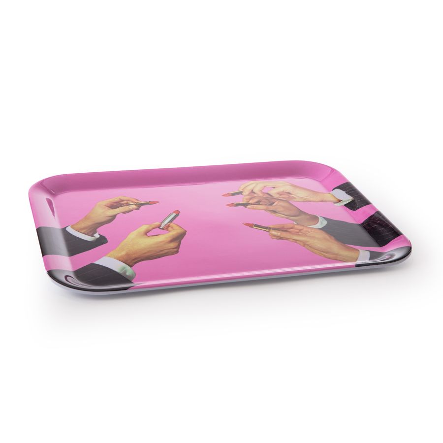 Seletti Lipstick Pink Tray Moda